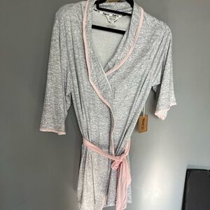 Born Soft Gray and Pink Women's Robe